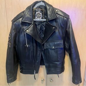 Guess Leather Jacket State Highway Patrol Rare M Vintage